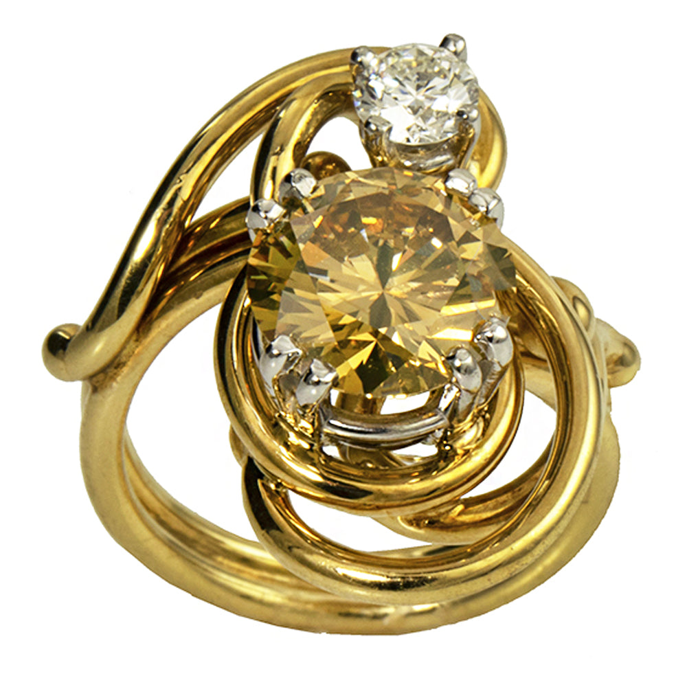 Natural Fancy Color Diamond JBG Heavy Seaweed Ring