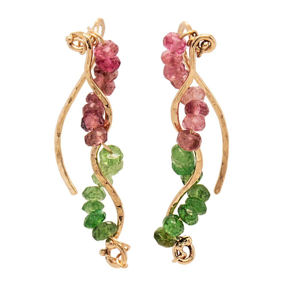 JBG Legacy Watermelon Tourmaline Wave Twist Drop Earrings