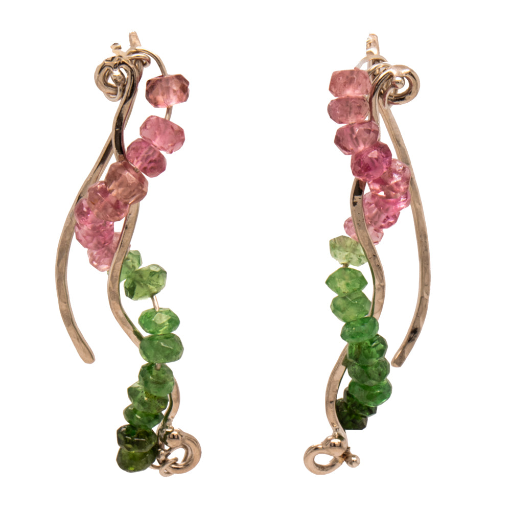 JBG Legacy Watermelon Tourmaline Wave Twist Drop Earrings