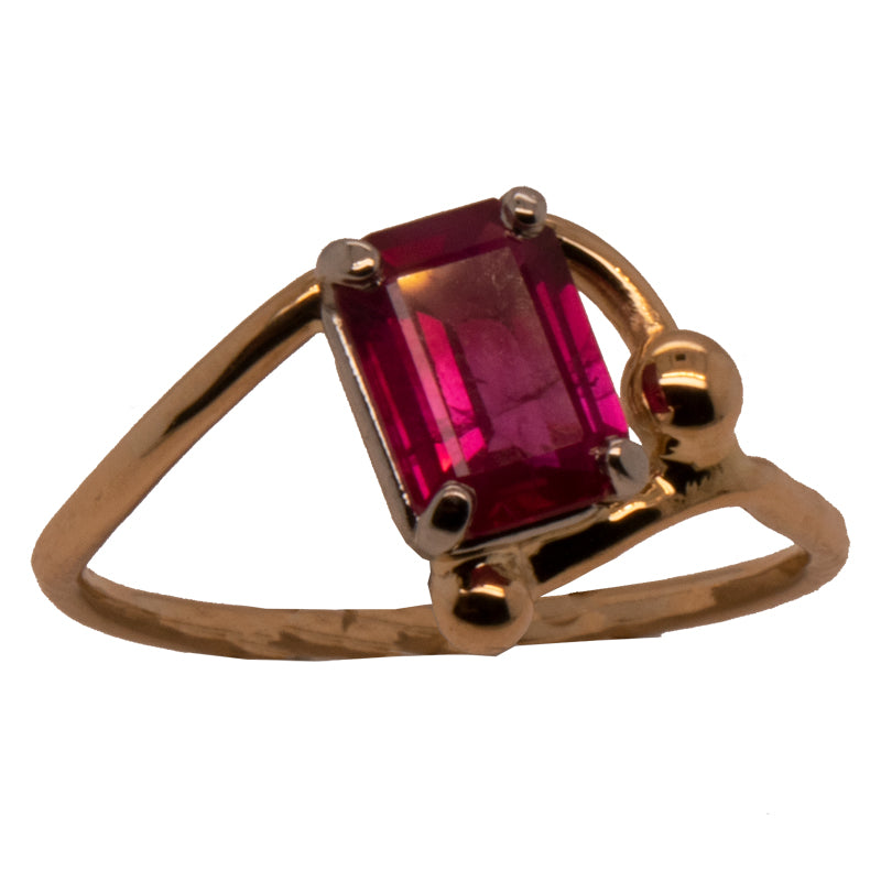 Ruby 14k Yellow Gold &amp; Platinum Bypass Ring