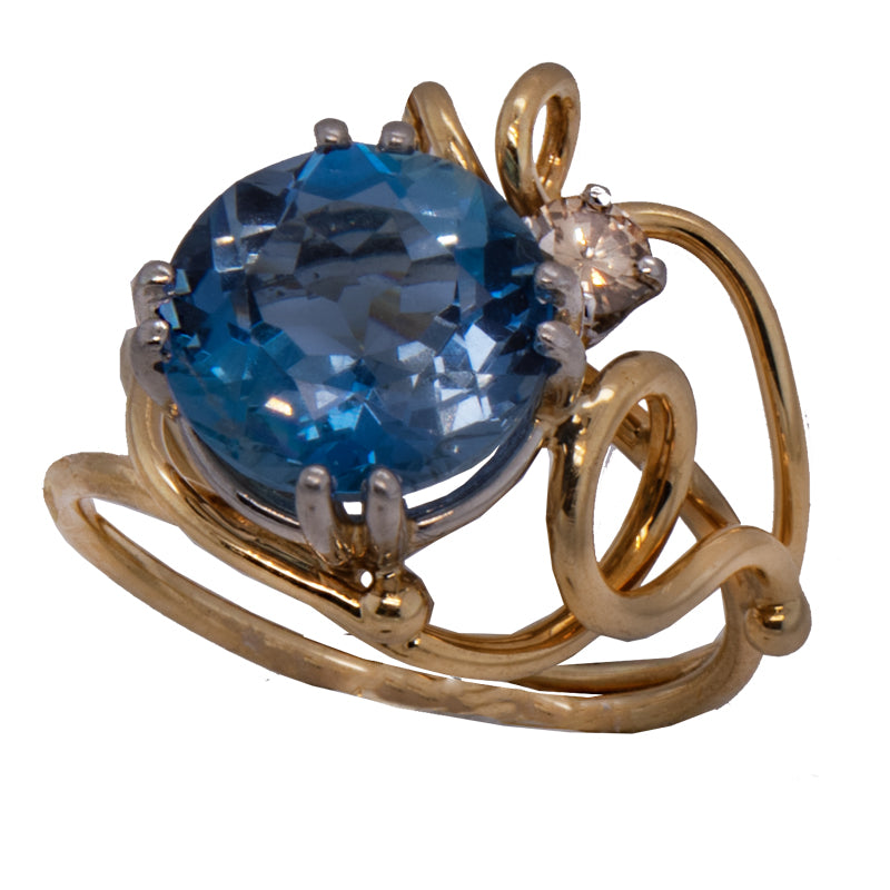 Aquamarine &amp; Diamond Coil &amp; Seaweed Ring - Gail Kowalski Owned Ring