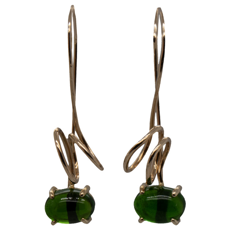 Chrome Diopside Seaweed Drop French Wire Earrings