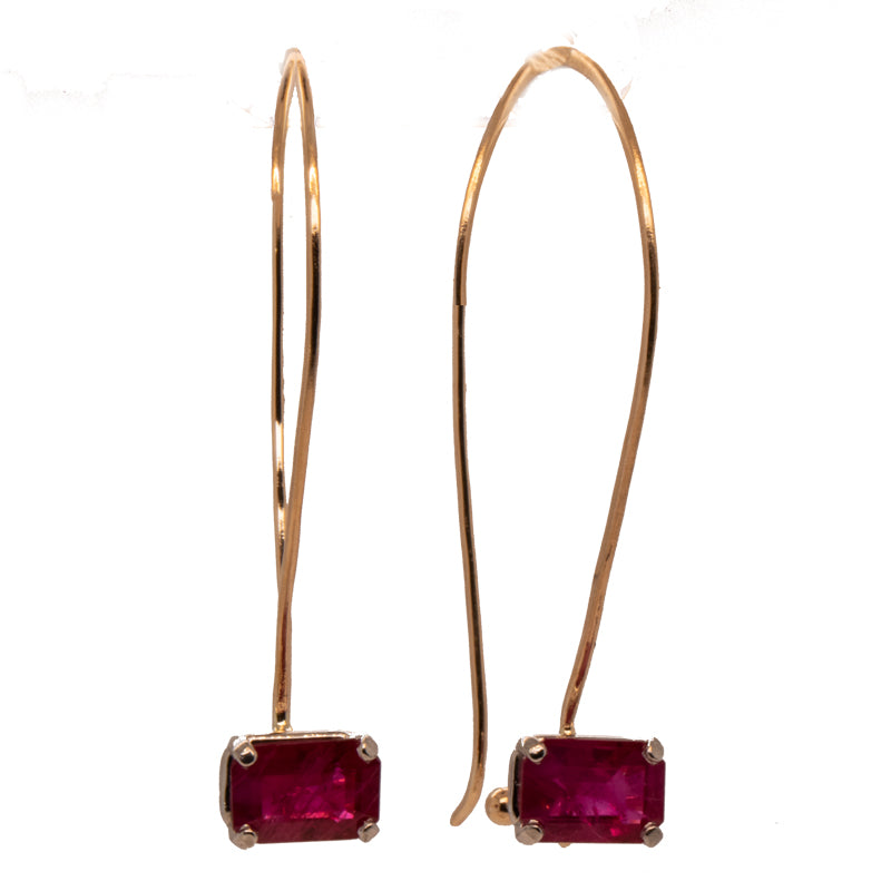 Ruby French Wire Earrings with Locking Hook