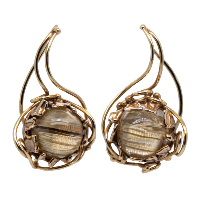 Rutilated Quartz French Wire Earrings - Gail Kowalski Owned Earrings