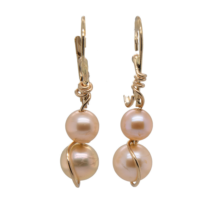 Peach Pearl Lever back Earrings