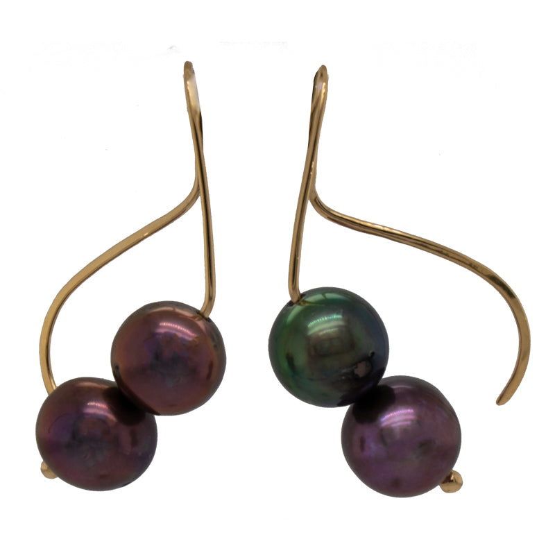 Black Freshwater Pearl French Wire Earrings - Gail Kowalski Owned Jewelry