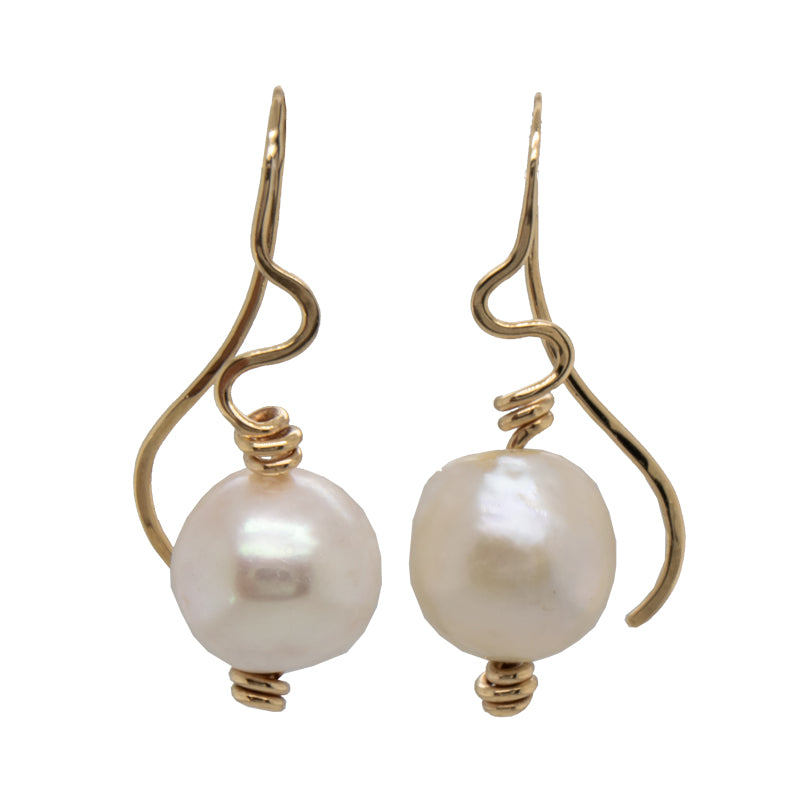 Pearl Seaweed Twist French Wire Earrings