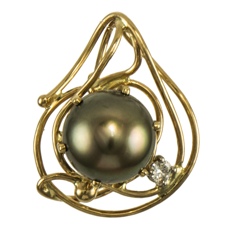 Tahitian Pearl &amp; Diamond Pendant