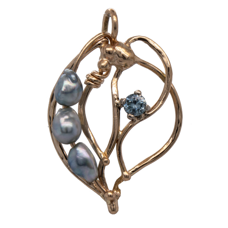 JBG Legacy Diamond &amp; Blue Pearl Seaweed Pendant