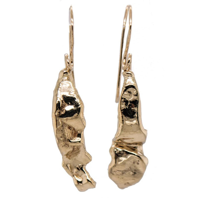 14k Yellow Gold Splash &amp; Seaweed French Wire Earrings