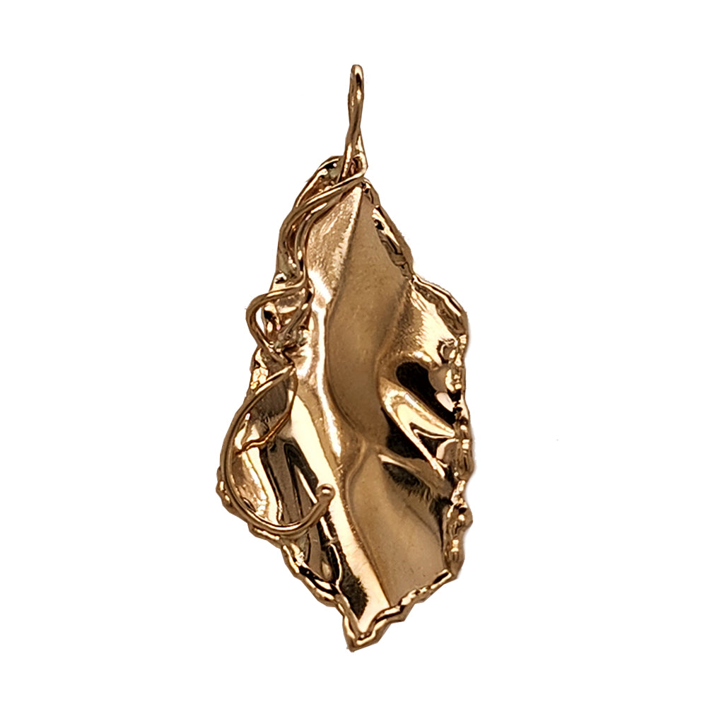JBG Legacy 14k Yellow Gold Torch Edge & Seaweed Accent Pendant