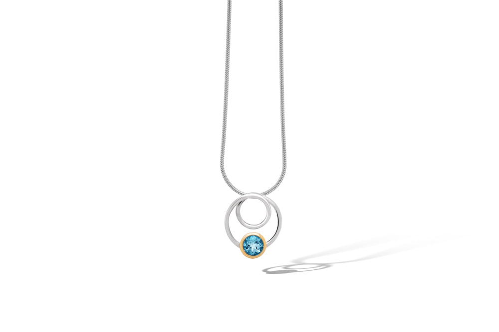 P7774-BT Blue Topaz Gemstone Circle Pendant