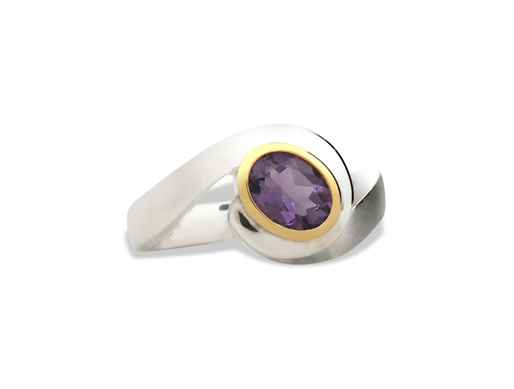 R7001-AM Gemstone Wave Ring