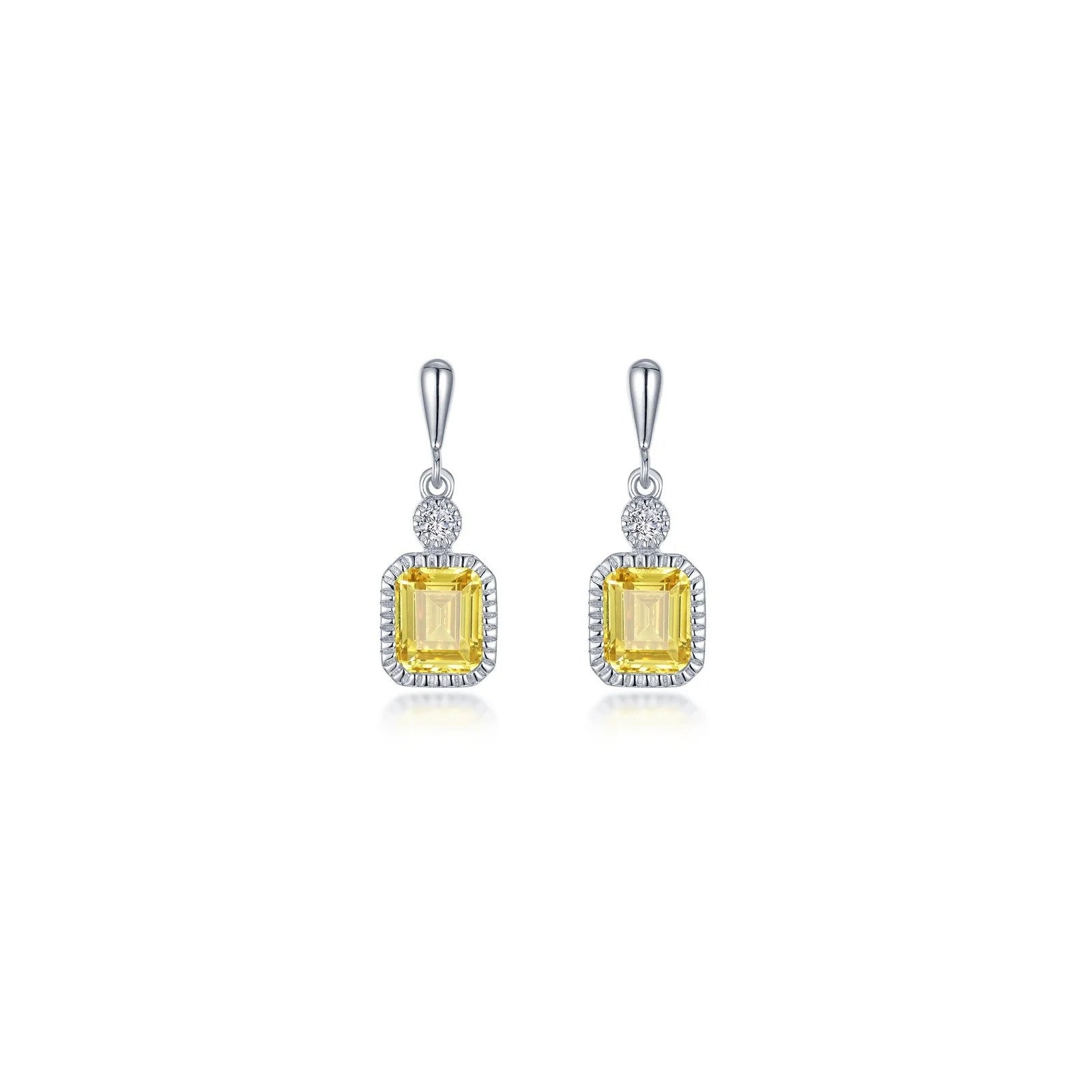 Jewelry By Gail - LaFonn - 1.82 CTW Canary Drop Earrings - Canary & Silver - Front View