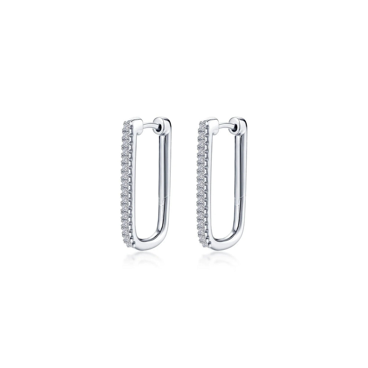 Jewelry By Gail - LaFonn - 25mm x 14.3mm Rectangle Hoop Earrings - Sterling Silver - Front View