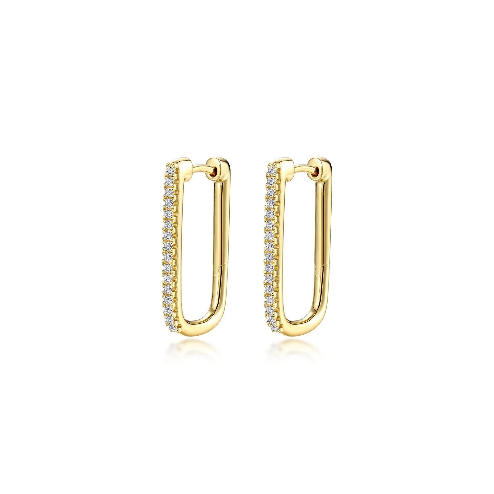 Jewelry By Gail - LaFonn - 25mm x 14.3mm Rectangle Hoop Earrings - TR Gold - Front View