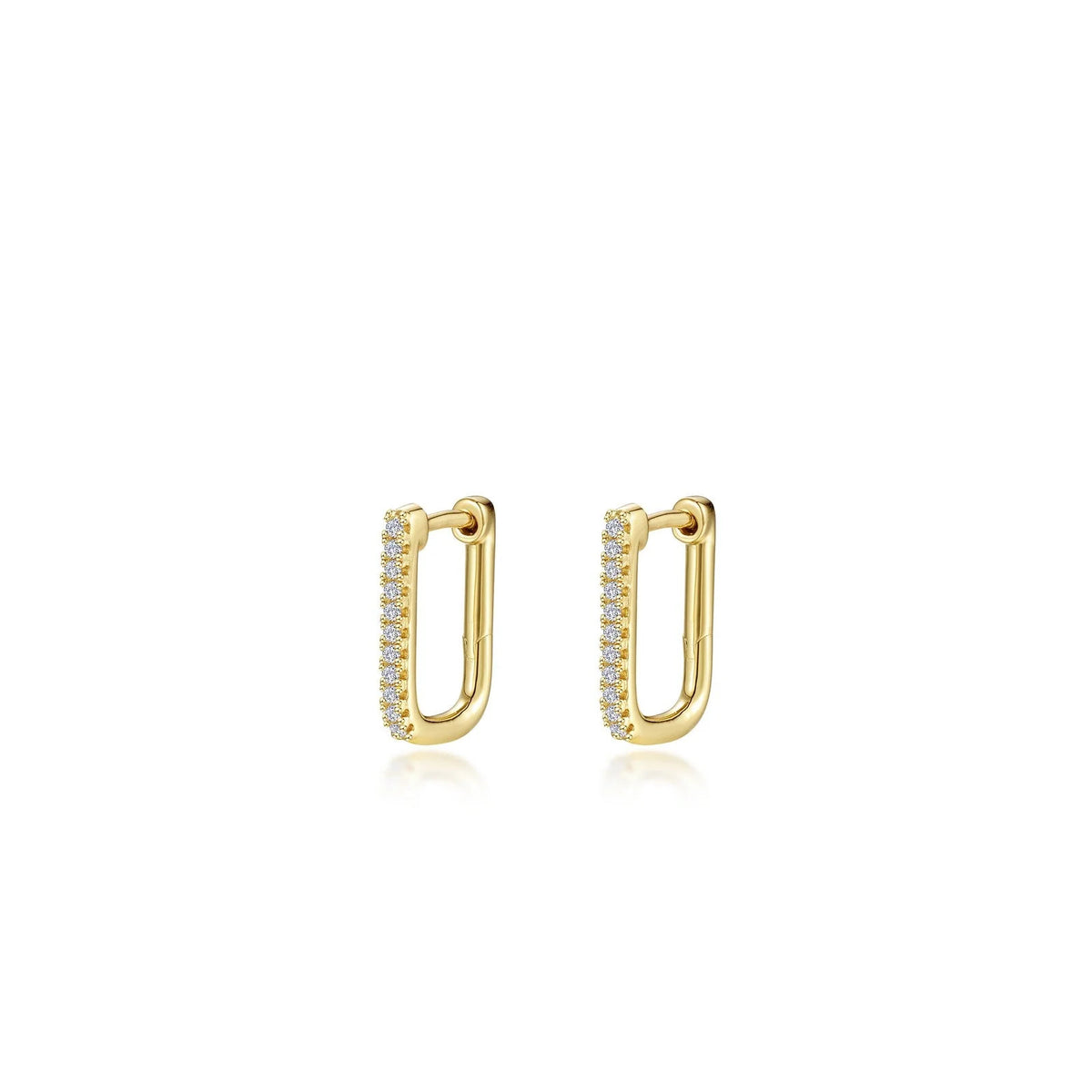 15mm x 11mm Rectangle Hoop Earrings - TR Gold