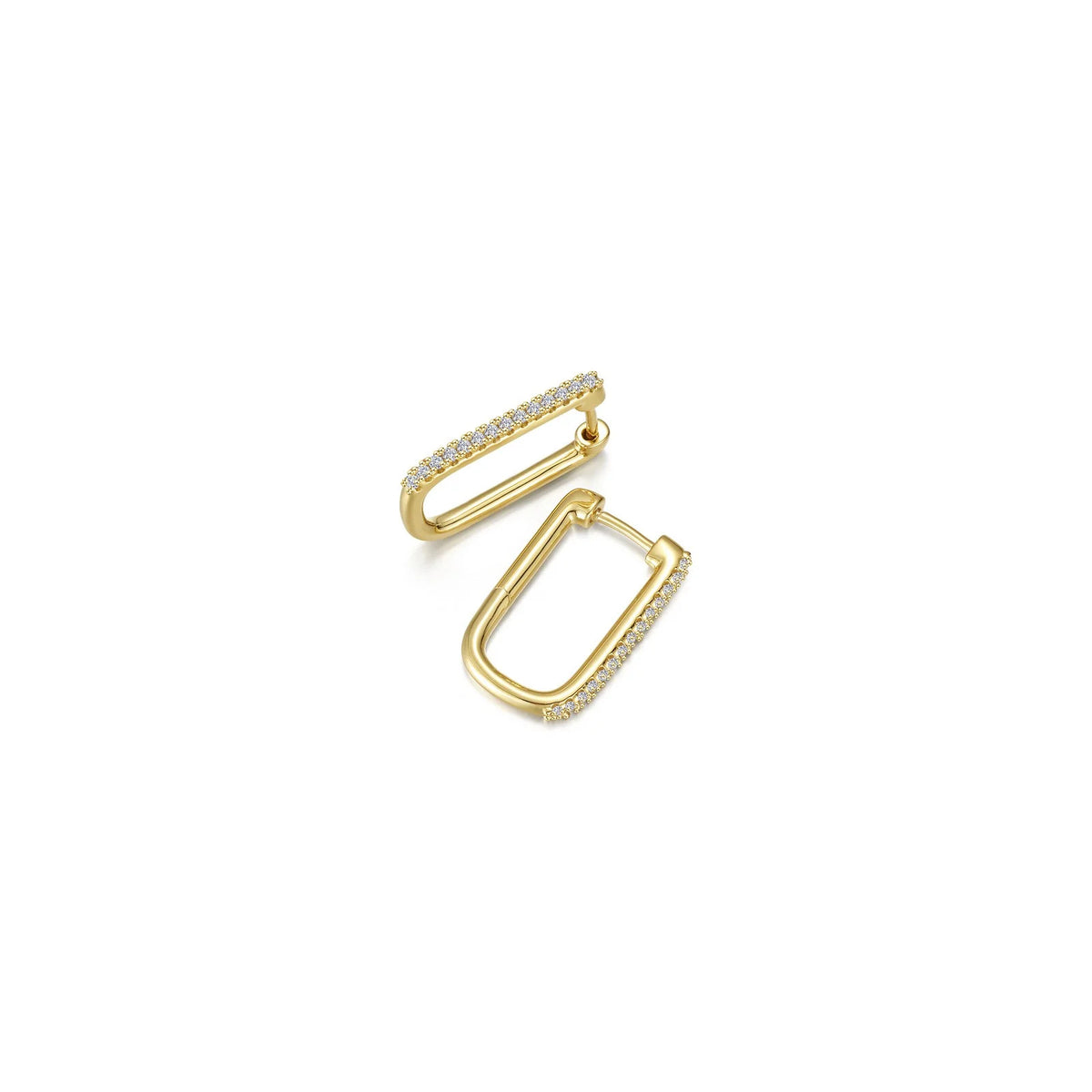 15mm x 11mm Rectangle Hoop Earrings - TR Gold