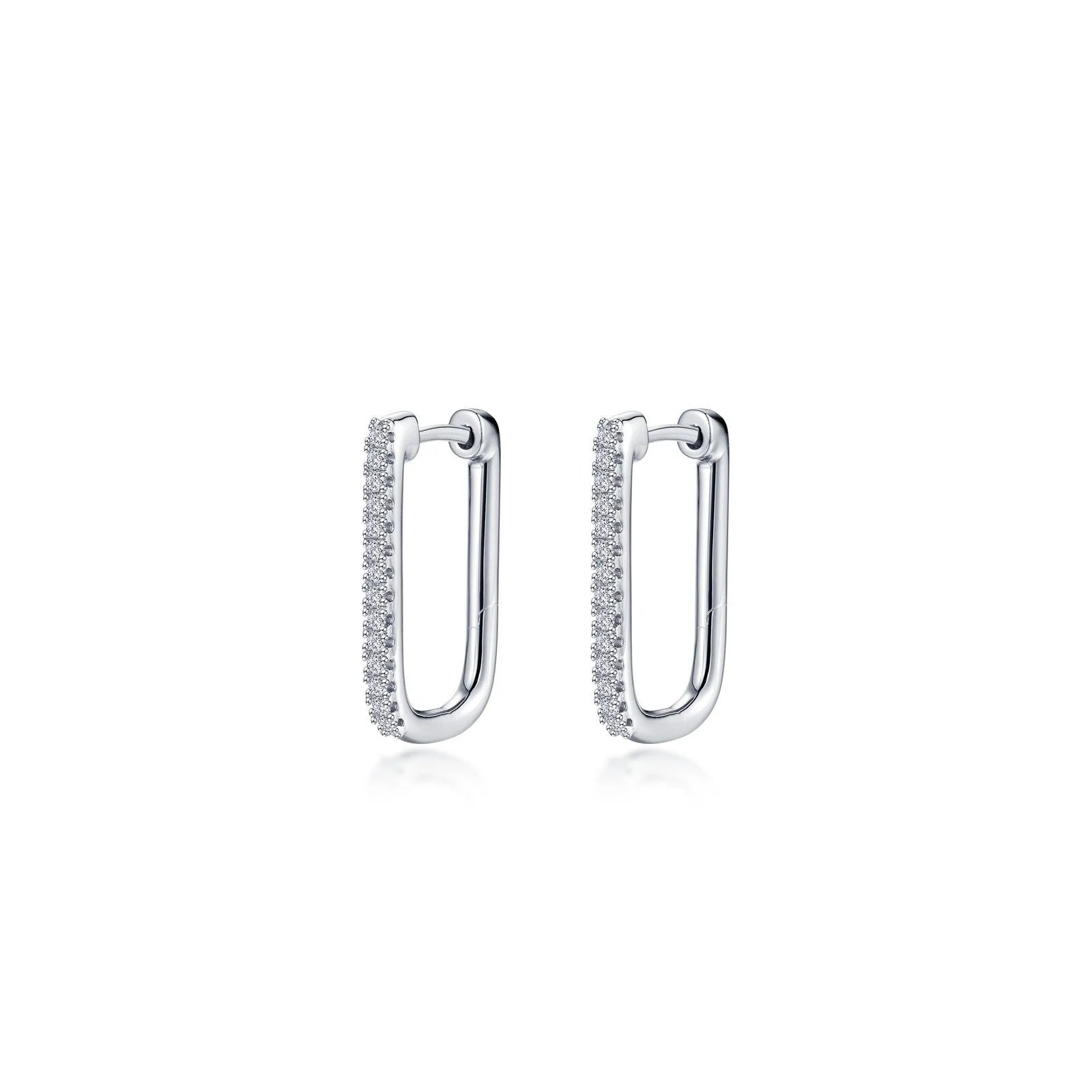 Jewelry By Gail - LaFronn - 20mm x 12.5mm Rectangle Hoop Earrings - Sterling Silver - Front View