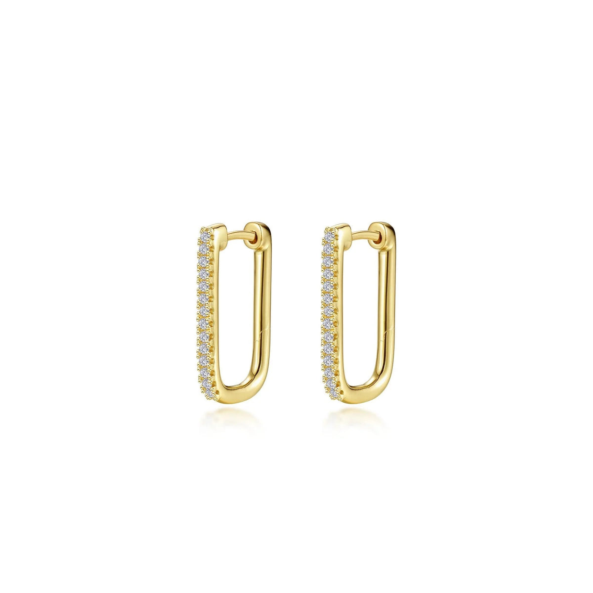 Jewelry By Gail - LaFronn - 20mm x 12.5mm Rectangle Hoop Earrings - TR Gold - Front View