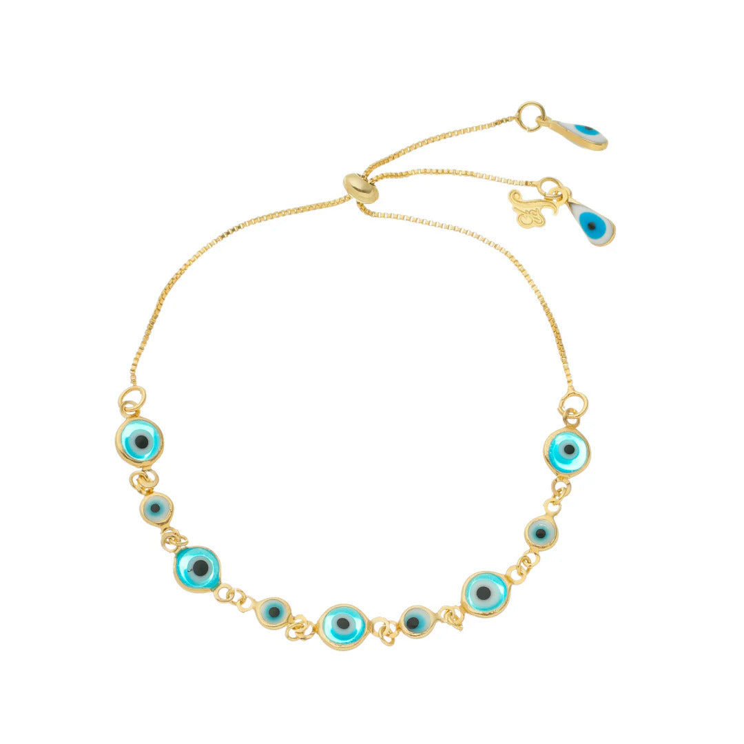 SB242BLU Adjustable 18K Gold Plated Bracelet