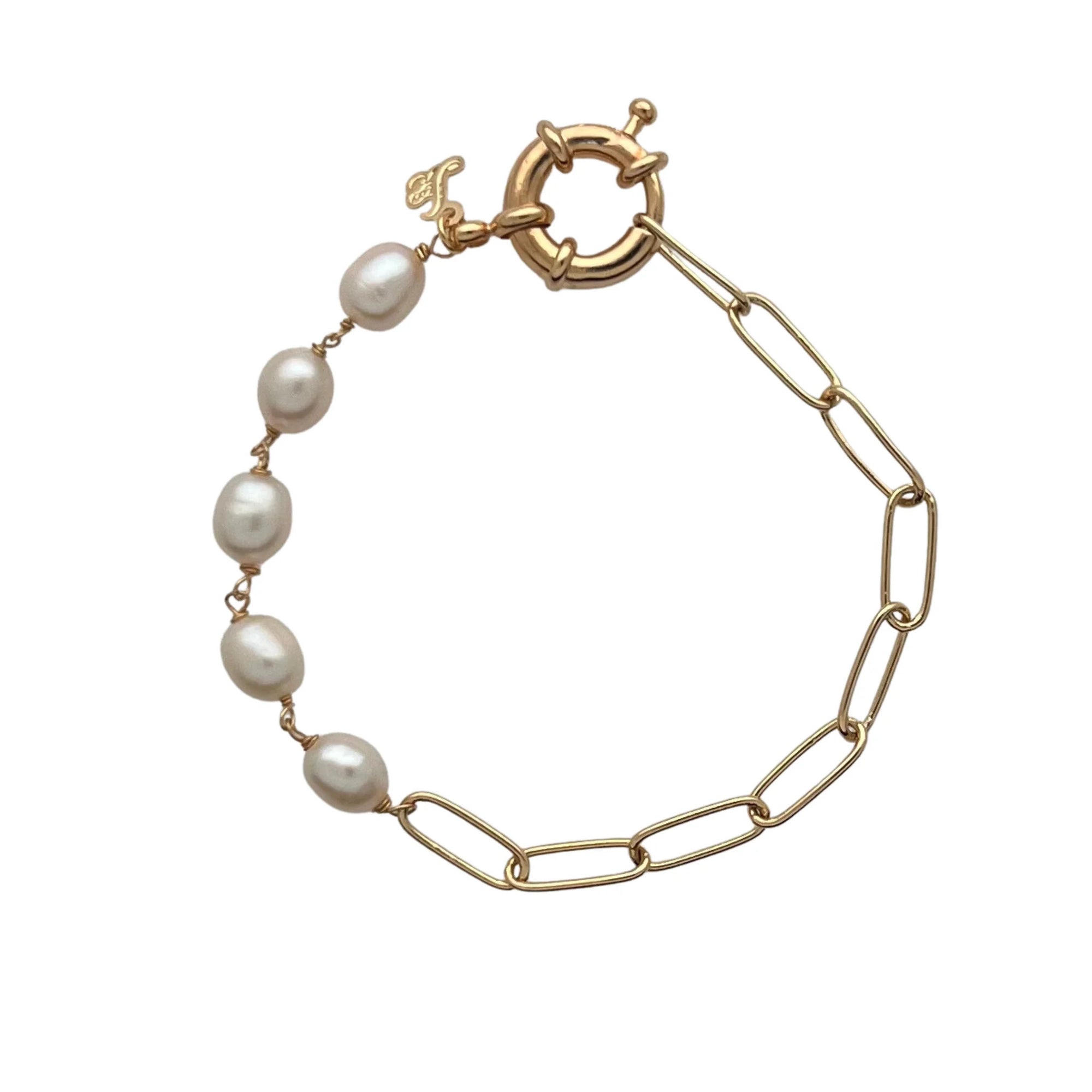 Jewelry By Gail - Sai Brazil - SB252FP 18K Gold Plated Bracelet with Freshwater Pearls - Front View