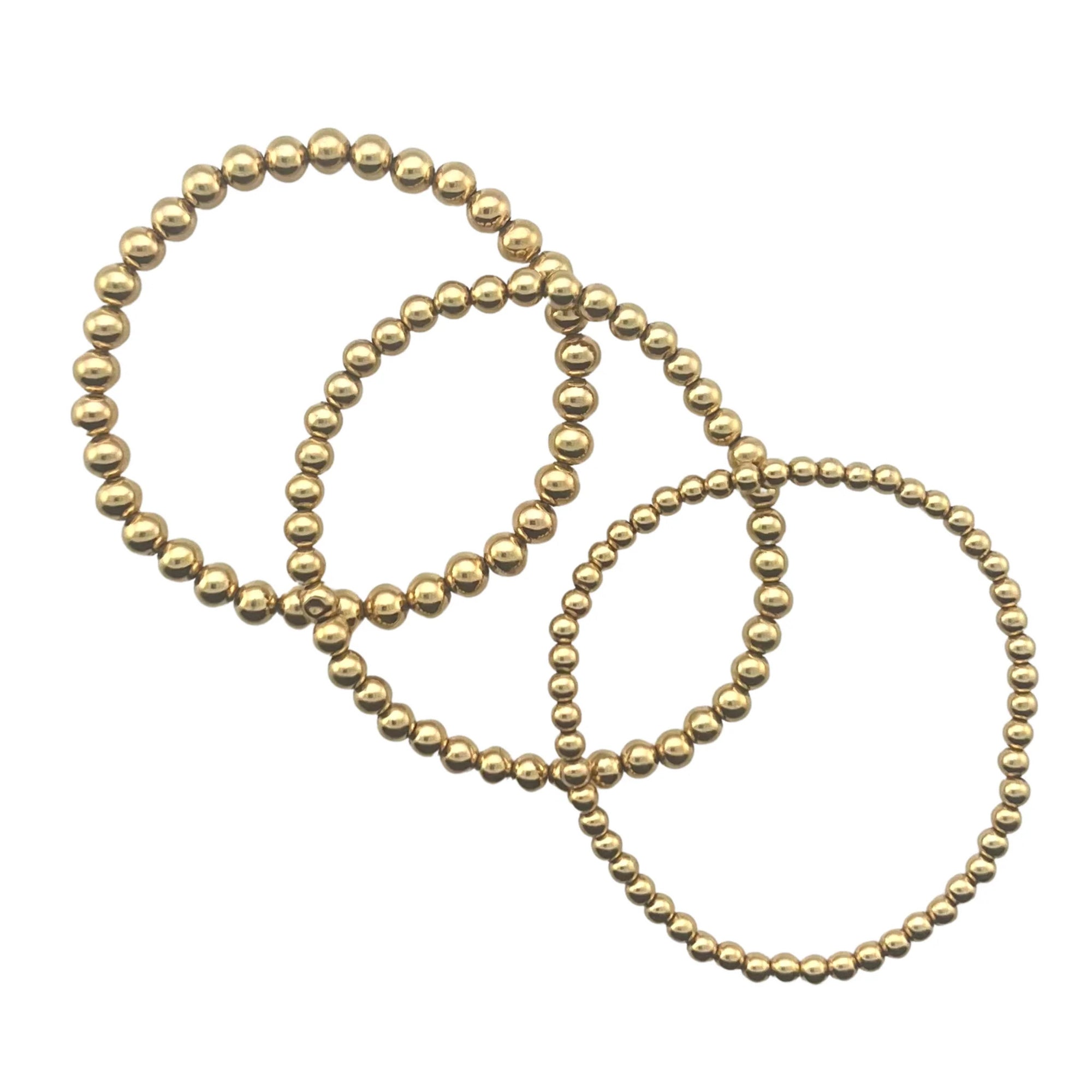 Jewelry By Gail - Sai Brazil - SB265D Set of 3 Gold Plated Ball Bracelets - Front View