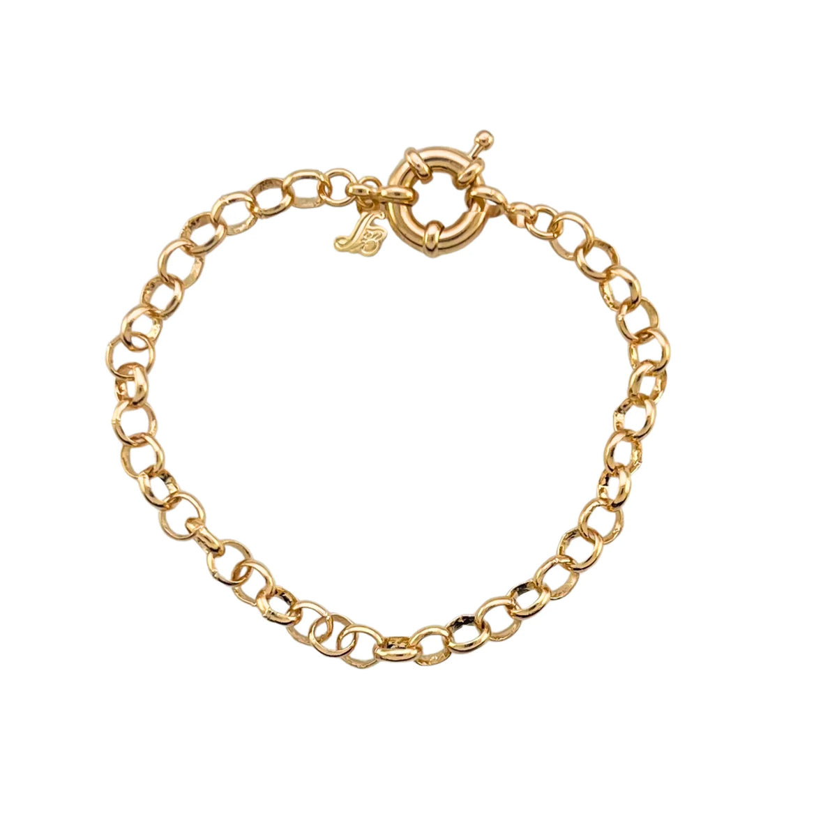 Jewelry By Gail - Sai Brazil - SB271 18K Gold Plated Portuguese Traditional Chain Bracelet - Front View