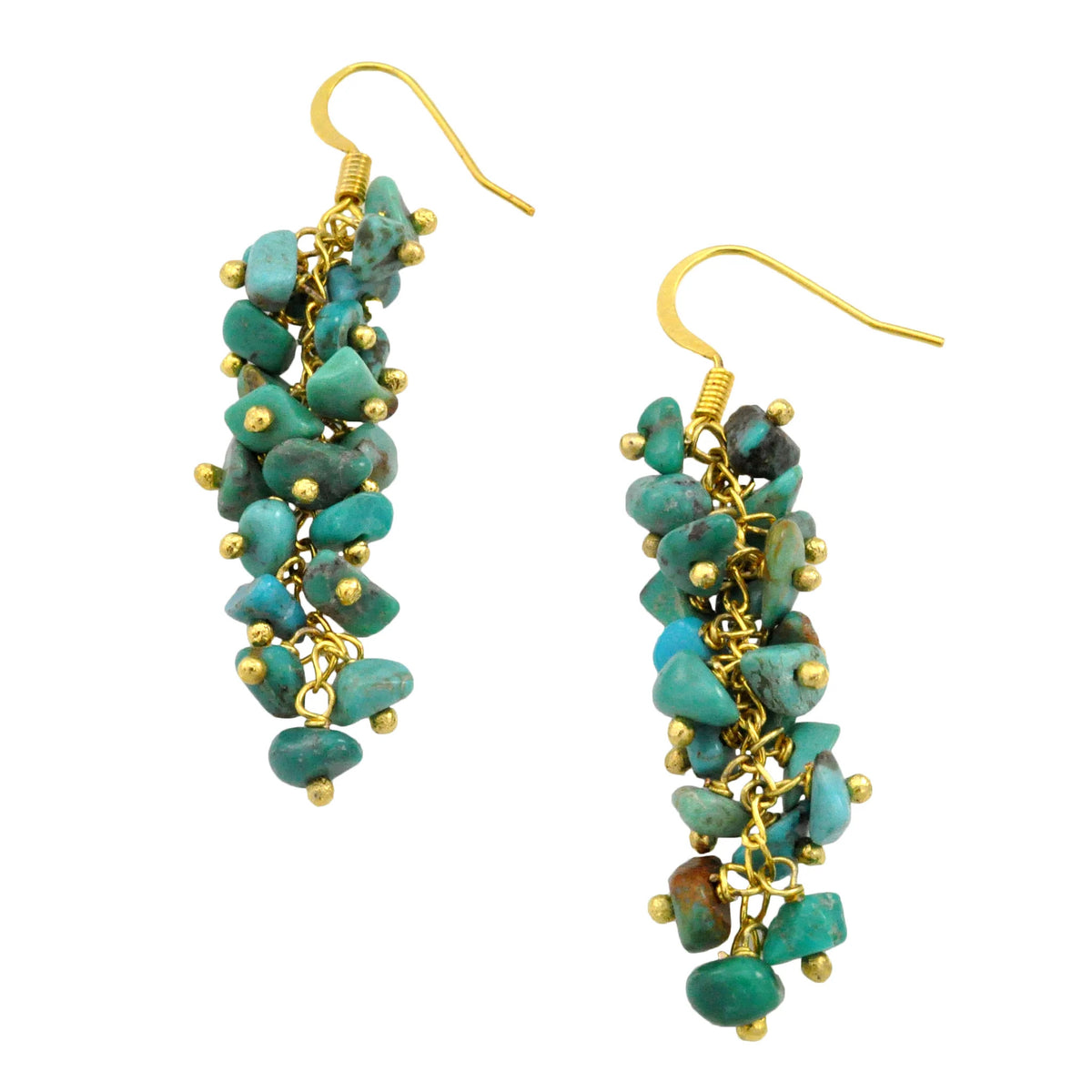 Jewelry By Gail - Sai Brazil - SE472TQ Grape Cluster Earrings with Turquoise - Front View