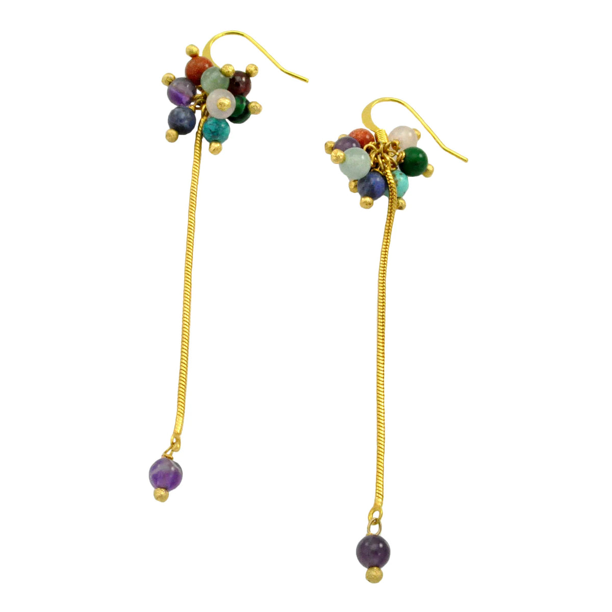 Jewelry By Gail - Sai Brazil - SE643 18K Gold Plated Earrings with Mixed Semiprecious Stones