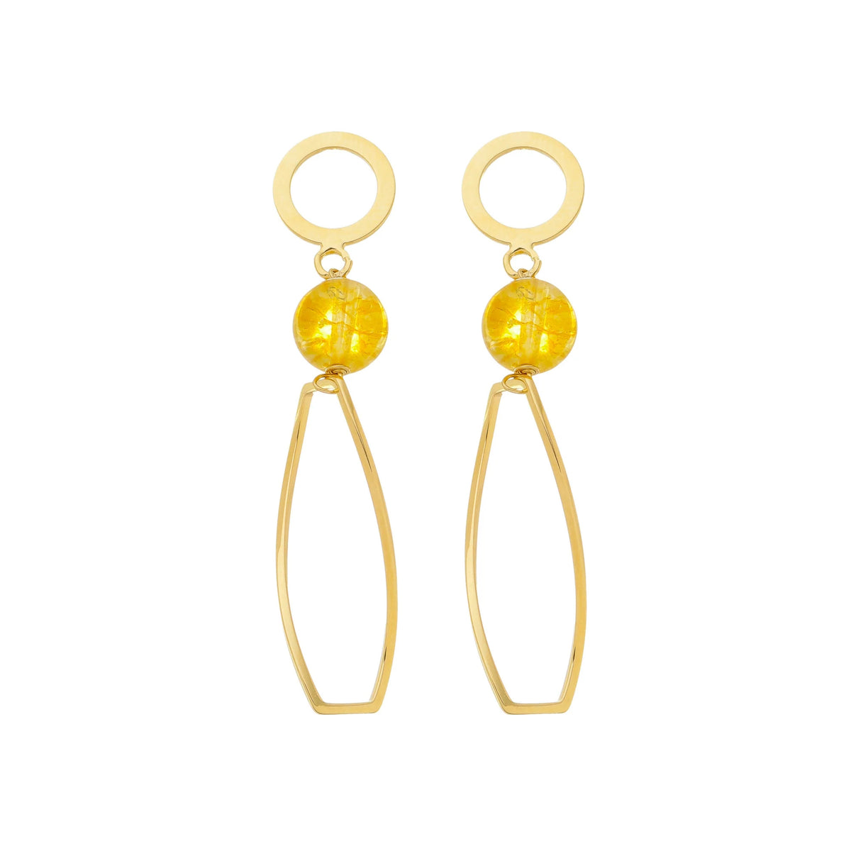 Jewelry By Gail - Sai Brazil - SE780CT 18K Gold Plated Earrings with Citrine - Front View