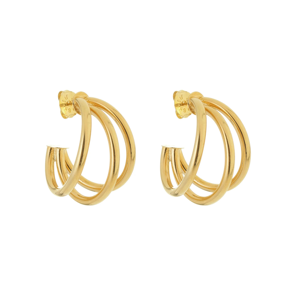 Jewelry By Gail - Sai Brazil - SE803A 18K Gold Plated Medium Hoops - Front View