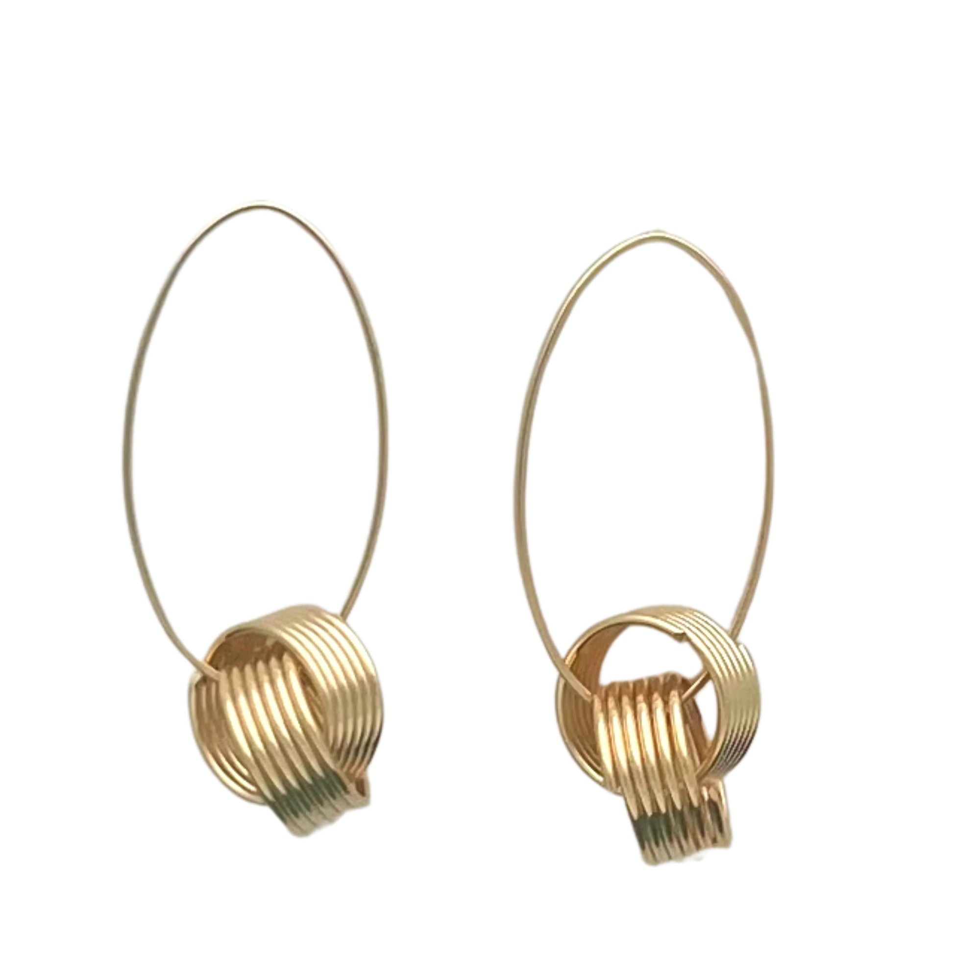 Jewelry By Gail - Sai Brazil - SE912 18K Gold Plated Oval Earrings with Interlocking Circles - Front View