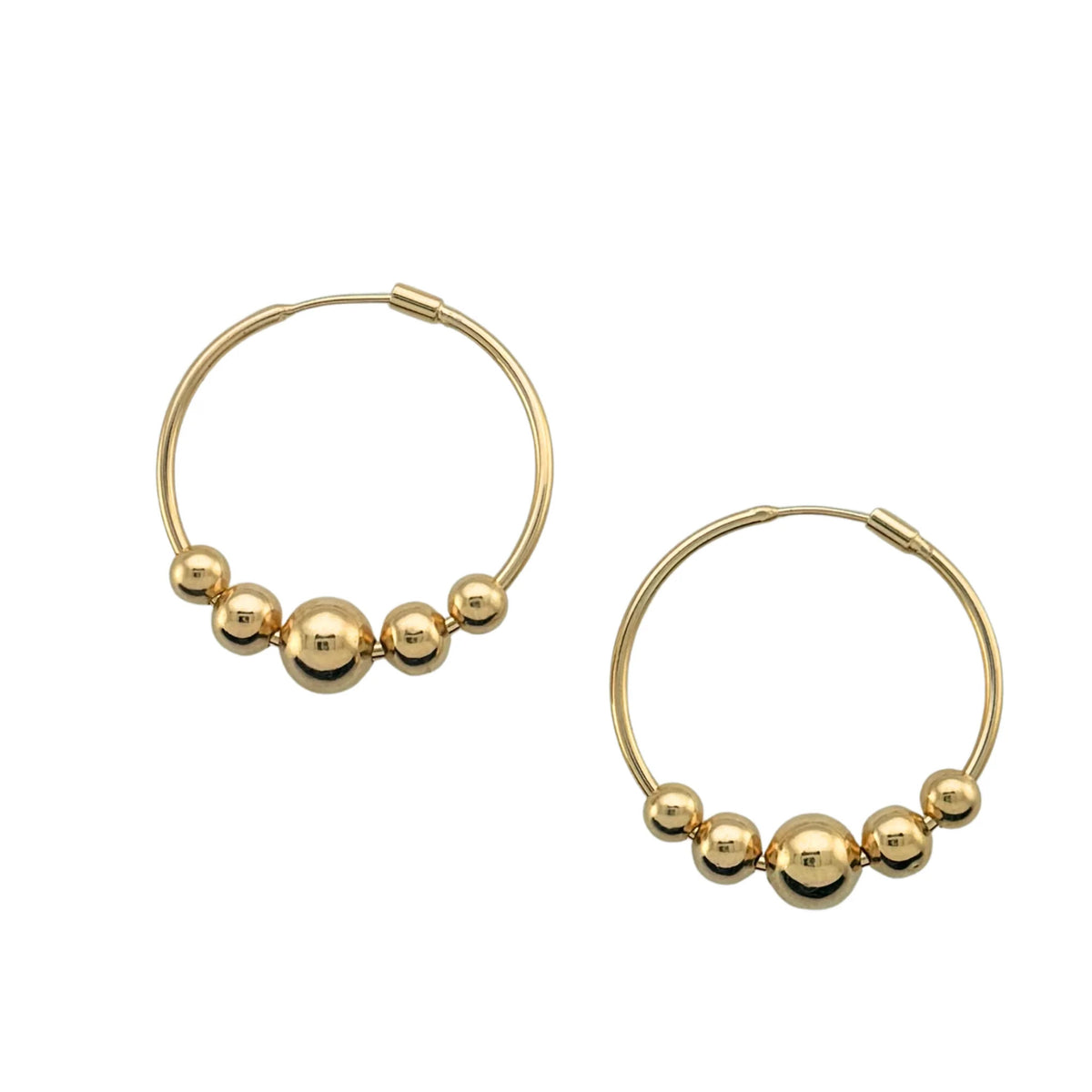 Jewelry By Gail - Sai Brazil - SE934 18K Gold Plated Hoop with Balls - Front View