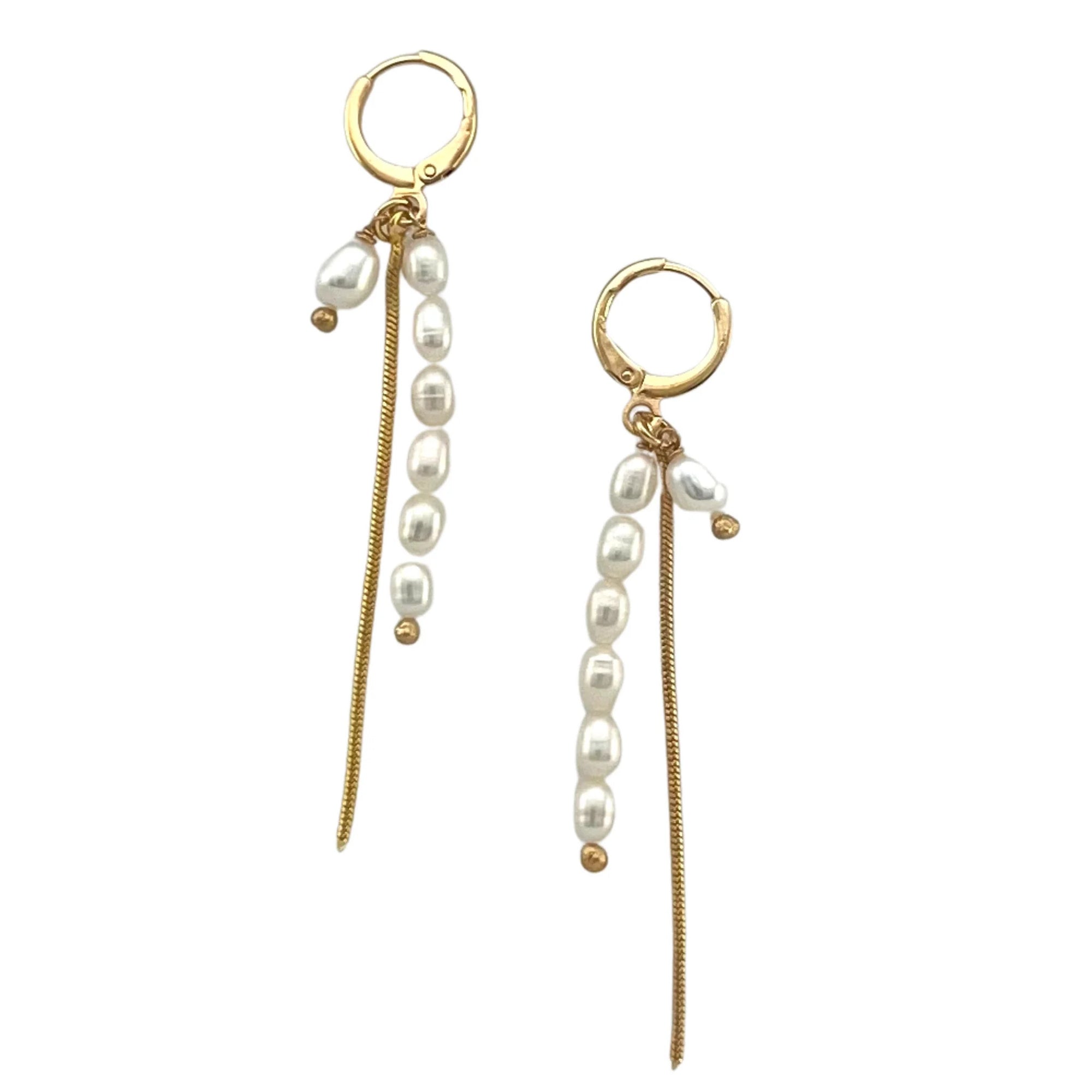 Jewelry By Gail - Sai Brazil - SE946FP 18K Gold Plated Earrings with Freshwater Pearls - Front View