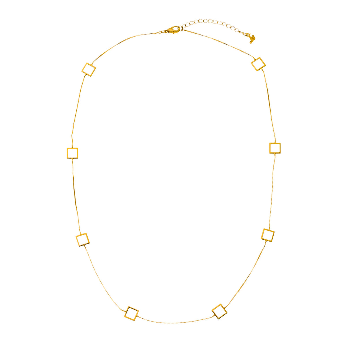 Jewelry By Gail - Sai Brazil - SN411A Squares 18K Gold Plated Chain - Front View