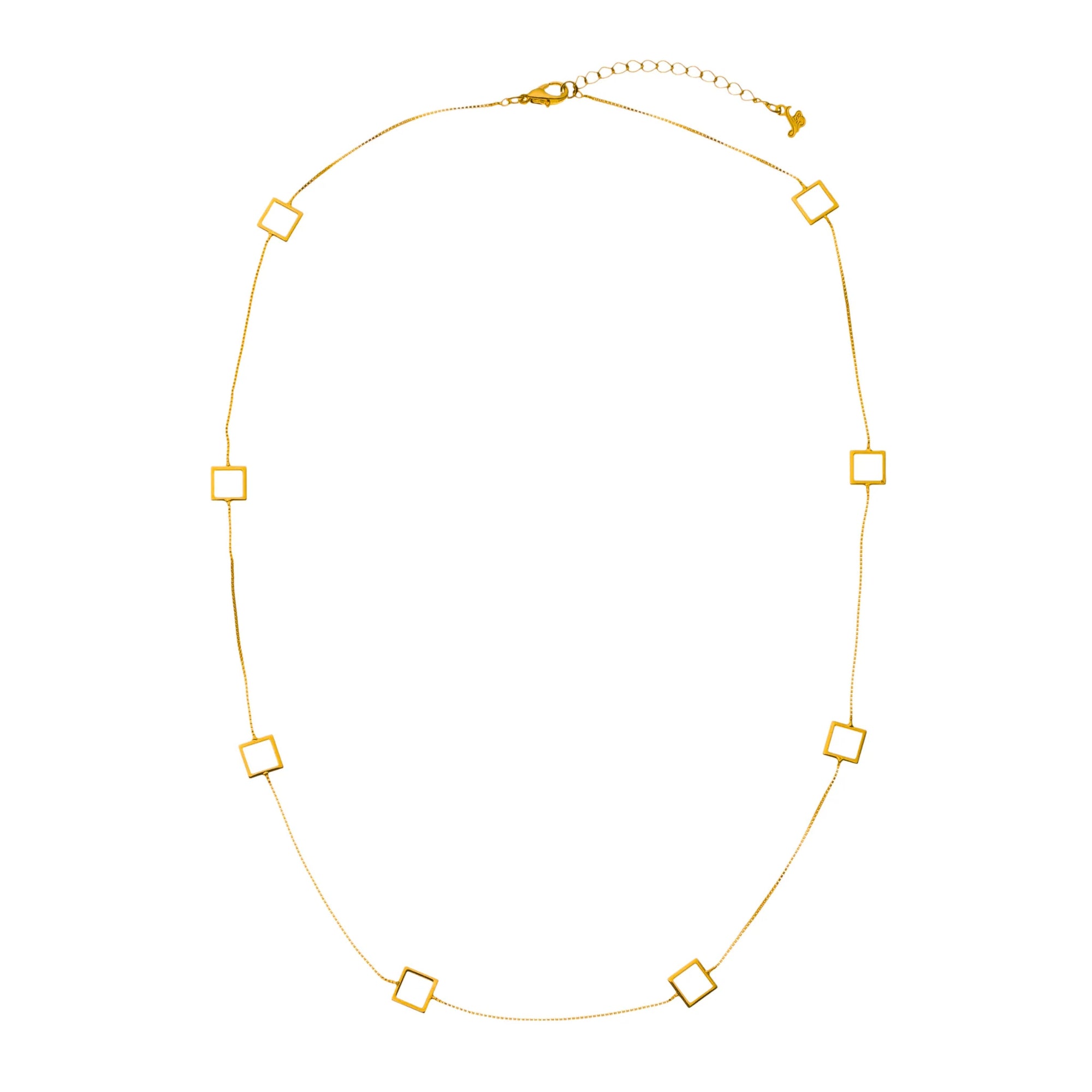 Jewelry By Gail - Sai Brazil - SN411A Squares 18K Gold Plated Chain - Front View