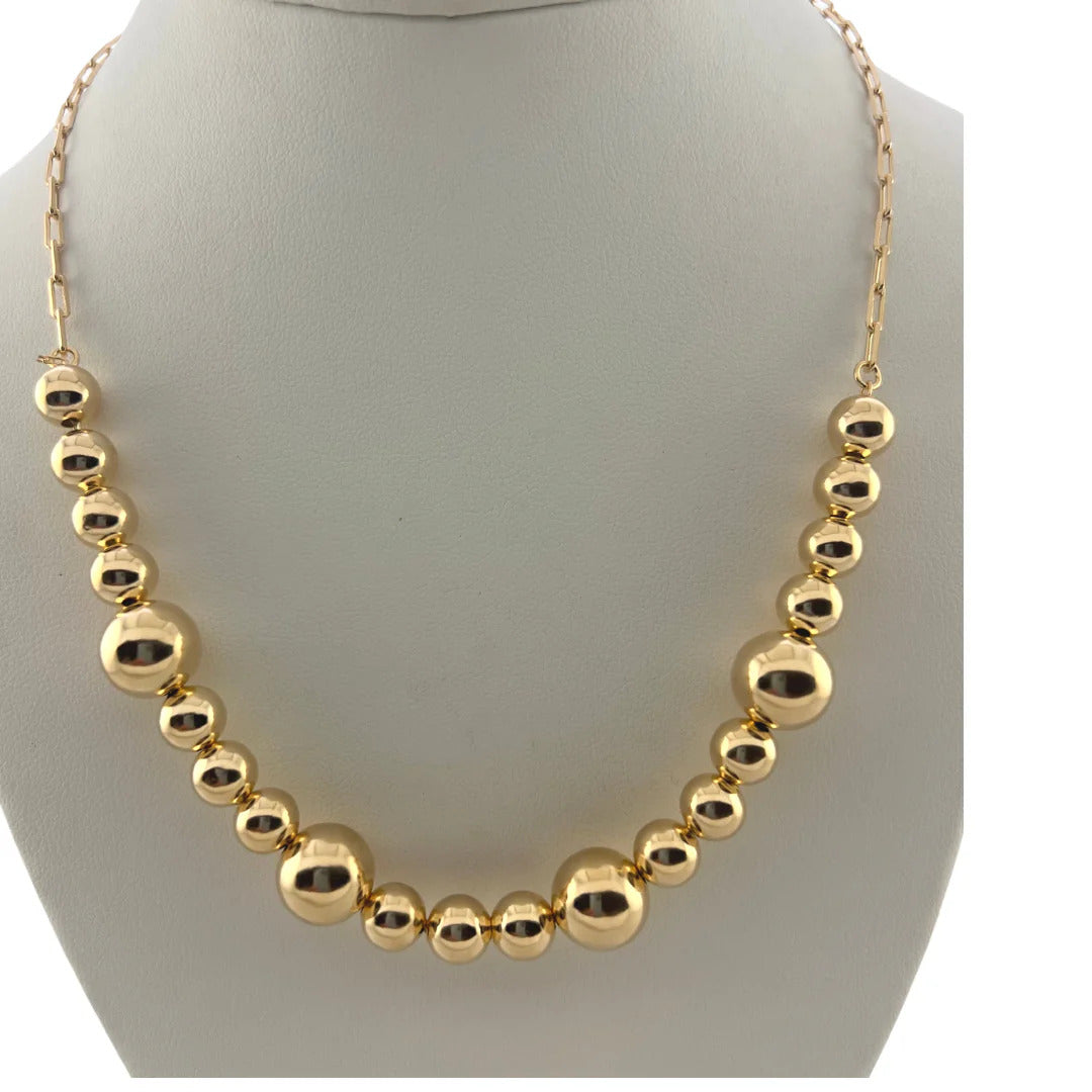 Jewelry By Gail - Sai Brazil - SN442 18K Gold Plated Chain with Assorted Balls - Front View