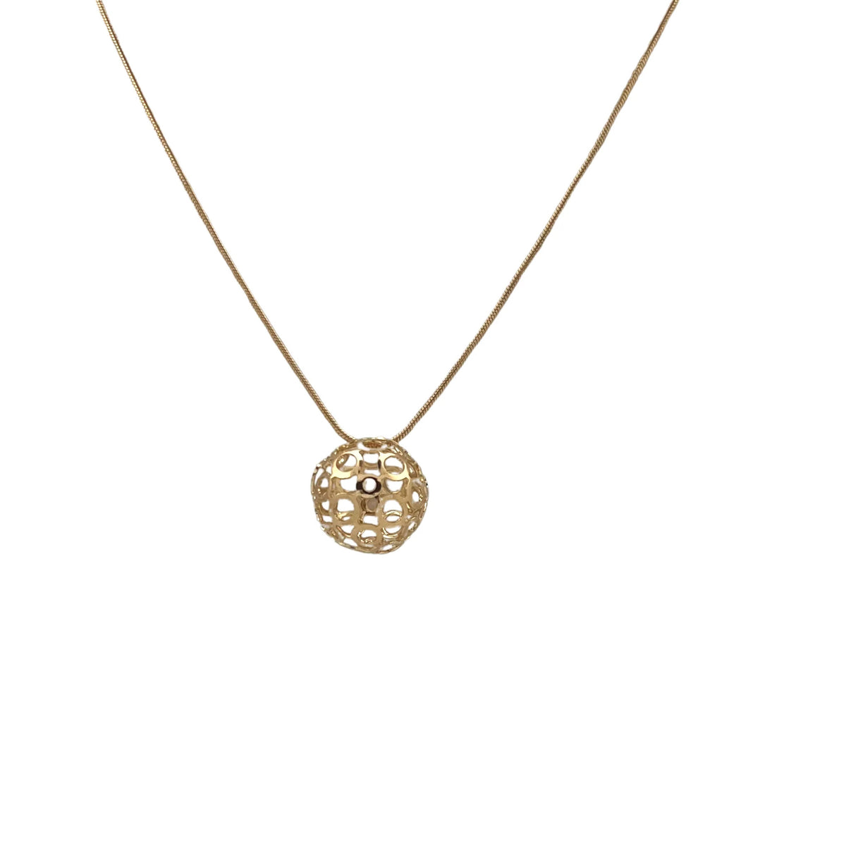 Jewelry By Gail - Sai Brazil - SN453 30in 18K Gold Plated Open Ball Necklace - Front View