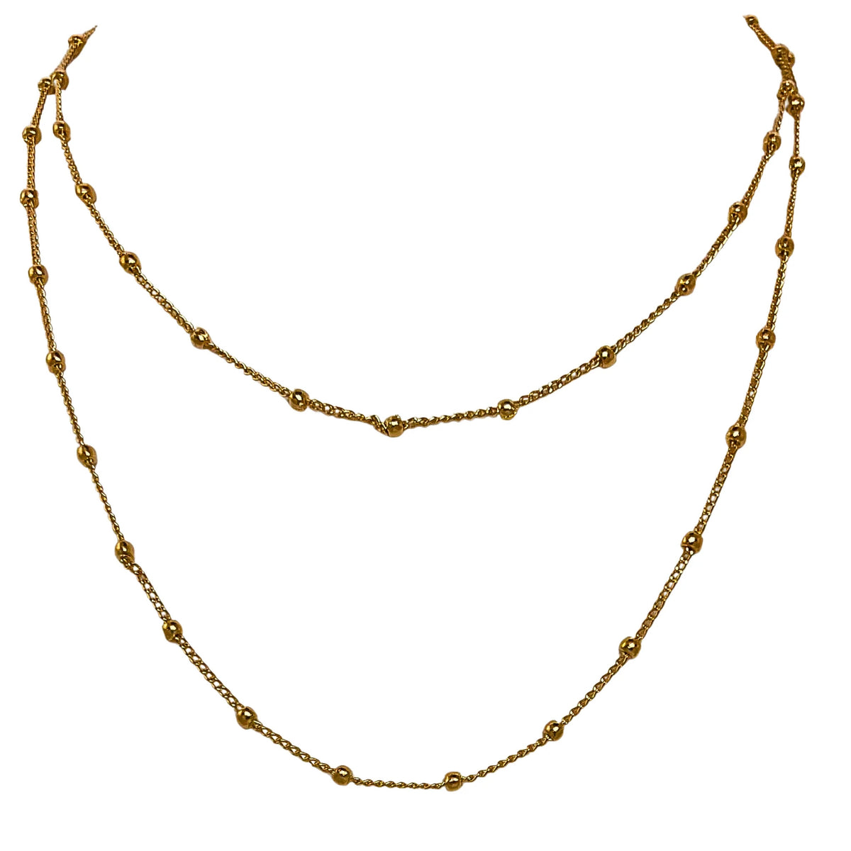 Jewelry By Gail - Sai Brazil - SN456A 31.5in Little Ball 18K Gold Plated Chain - Front View