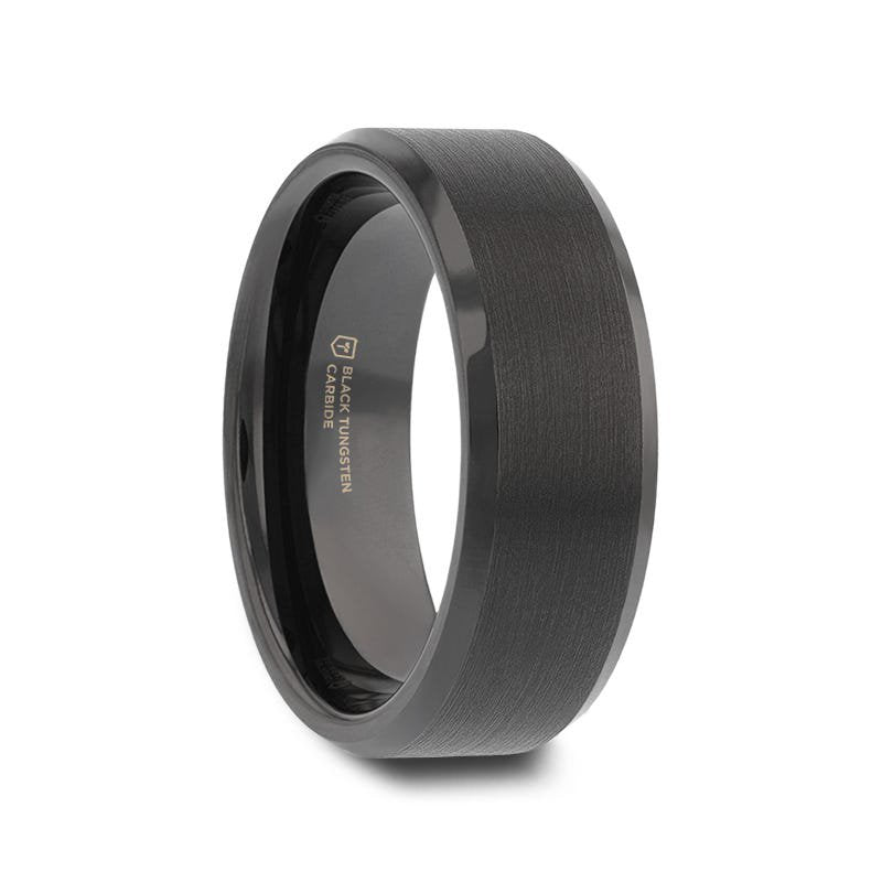 Jewelry By Gail - Thorsten Rings - ELISE Black Tungsten Ring with Polished Beveled Edges and Brush Finished Center