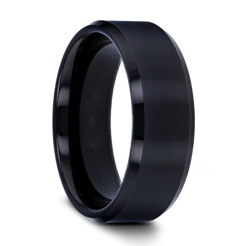 Jewelry By Gail - Thorsten Rings - Infinity Black Tungsten Ring with Beveled Edges