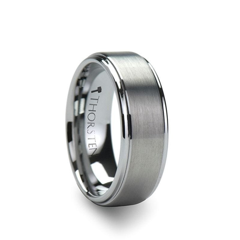 Jewelry By Gail - Thorsten Rings - OPTIMUS Raised Center with Brush Finish Tungsten Ring