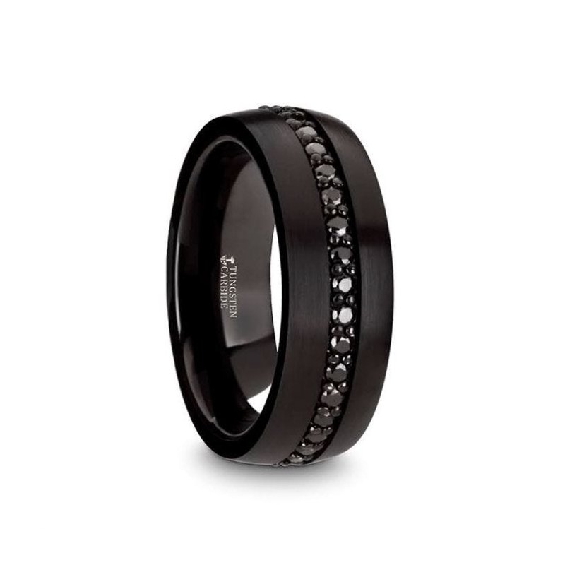 Jewelry By Gail - Thorsten Rings - VALIANT Black Tungsten Ring with Black Sapphires - Front View