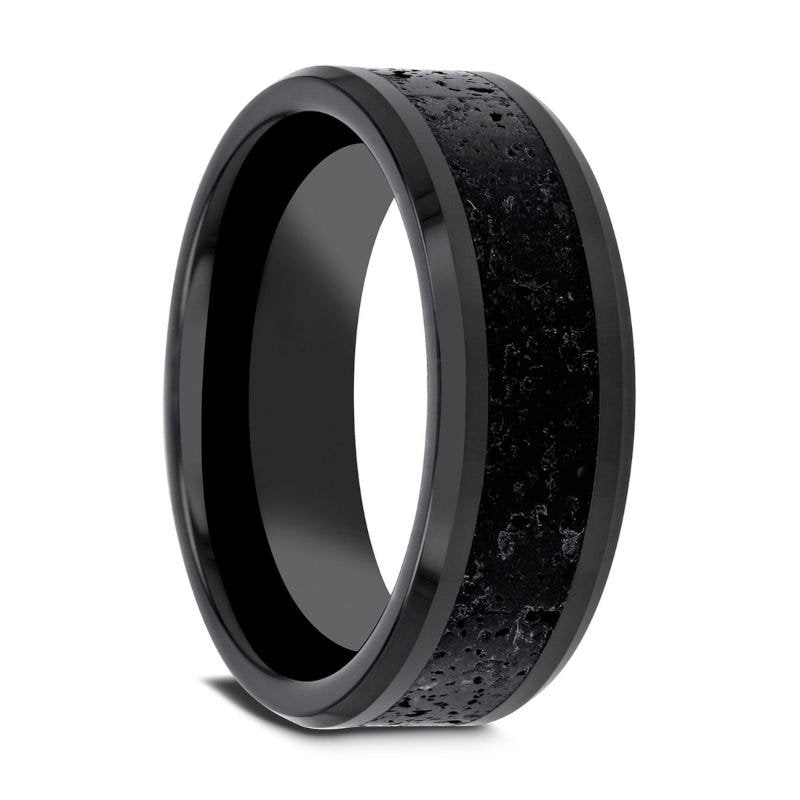 Jewelry By Gail - Thorsten Rings - VESUVIUS Men&#39; Polished Black Ceramic Wedding Band