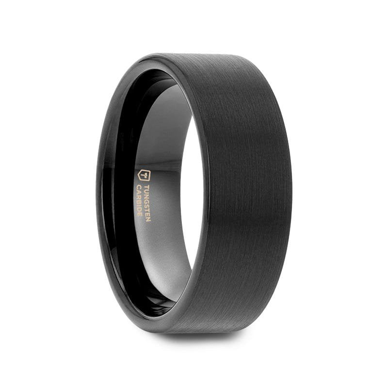 Jewelry by Gail - Thorsten Rings - San Antonio Flat Black Tungsten Carbide Band with Brushed Finish