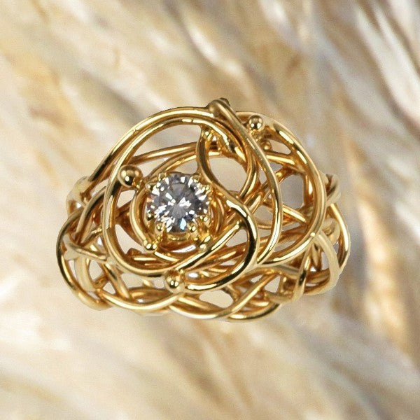 &quot;Seaweed &amp; Bubbles&quot; Woven Diamond Ring