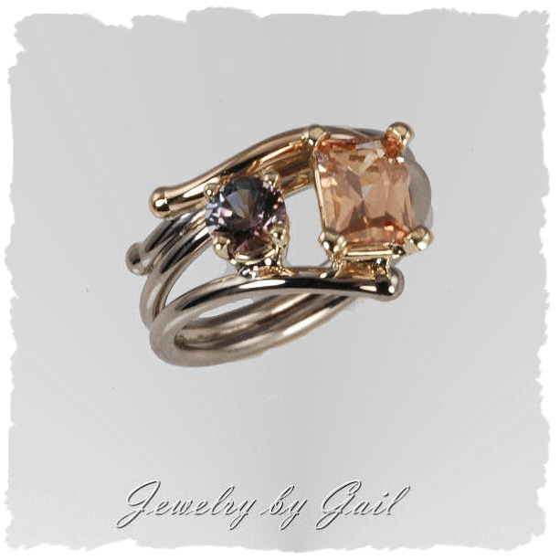 &quot;On Wing&quot; Imperial Topaz and Sapphire Ring