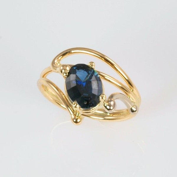 &quot;Crowning Glory&quot; Dark Teal Sapphire Ring