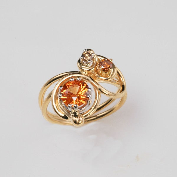 &quot;Starlight upon the Waves&quot; Garnet and Diamond Ring